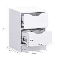 Target Home Noční stolek ve skandinávském stylu 31x43 cm bílý se 2 zásuvkami