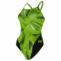 Michael Phelps Dámské plavky MESA LADY MID BACK multicolor/zelená zelená/černá 30 - dívčí