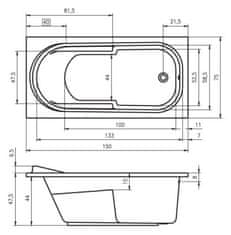 Riho Akrylátová vana RIHO Columbia, obdelníková, 1500*750, bílá, BA02