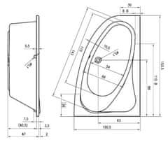 Riho Akrylátová vana RIHO Lyra P, asymetrická 1700*1100, bílá, BA63 pravá