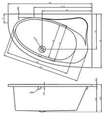 Riho Akrylátová vana RIHO Lyra L, asymetrická 1530*1000, bílá, BA68