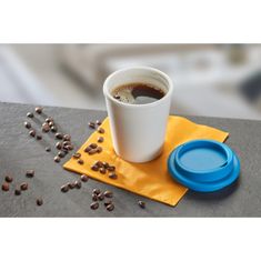 Elasto Kelímek na kávu "Premium" malý, upcycling, Bílá/Oceánská modř