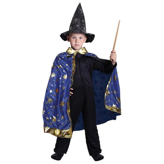 Rappa Dětský kouzelnický modrý plášť s hvězdami čarodějnice
