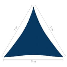 Greatstore Stínící plachta oxfordská látka trojúhelníková 5x7x7 m modrá