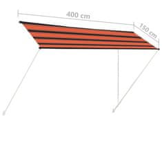 Greatstore Zatahovací markýza 400 x 150 cm oranžovo-hnědá