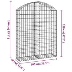 Vidaxl Klenutý gabionový koš 100 x 30 x 120/140 cm pozinkované železo