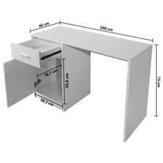 Greatstore Psací stůl se zásuvkou a skříňkou bílý 100x40x73 cm