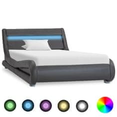 Greatstore Rám postele s LED šedý umělá kůže 100 x 200 cm