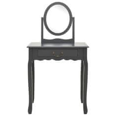 Greatstore Toaletní stolek se stoličkou šedý 65x36x128 cm pavlovnia MDF