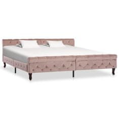 Greatstore Rám postele růžový samet 200 x 200 cm