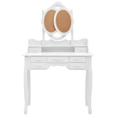 Greatstore Toaletní stolek se stoličkou a 3dílné skládací zrcadlo bílý