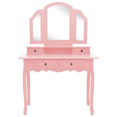 Greatstore Toaletní stolek se stoličkou růžový 100 x 40 x 146 cm pavlovnia