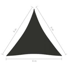 Greatstore Stínící plachta oxford trojúhelníková 6 x 6 x 6 m antracitová