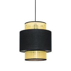 ACA ACA Lighting závěsné svítidlo 1XE27 NISYROS černá textil plus ratan D30XH150CM TF20831PB