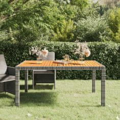 Greatstore Zahradní stůl 150 x 90 x 75 cm polyratan a akáciové dřevo šedý