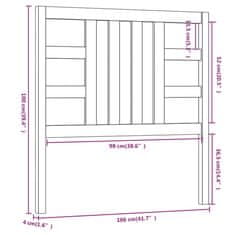 Vidaxl Čelo postele černé 106 x 4 x 100 cm masivní borovice