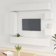 Greatstore 8dílný set TV skříněk bílý kompozitní dřevo