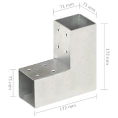 Vidaxl Trámová spojka 4 ks ve tvaru L pozinkovaný kov 71 x 71 mm