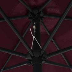 Greatstore Slunečník s LED světly hliníková tyč 270 cm vínová