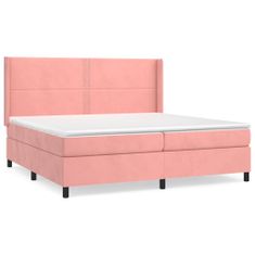 Greatstore Box spring postel s matrací růžová 200x200 cm samet