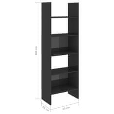 Greatstore Knihovna šedá s vysokým leskem 60 x 35 x 180 cm dřevotříska