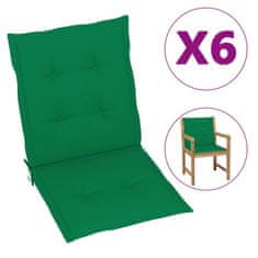 Petromila Podušky na židli nízké opěradlo 6 ks zelené 100x50x3 cm oxford