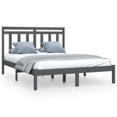 shumee Rám postele šedý masivní dřevo 135 x 190 cm Double