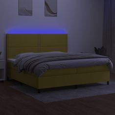 Greatstore Box spring postel s matrací a LED zelená 200x200 cm textil