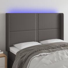 Greatstore Čelo postele s LED šedé 147 x 16 x 118/128 cm umělá kůže