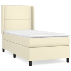 Greatstore Box spring postel s matrací krémová 90x190 cm umělá kůže