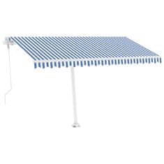 Vidaxl Automatická markýza LED a senzor větru 450 x 350 cm modrobílá