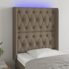 Greatstore Čelo postele s LED taupe 83 x 16 x 118/128 cm textil