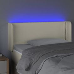 Greatstore Čelo postele s LED krémové 103 x 16 x 78/88 cm umělá kůže