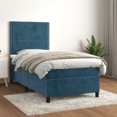 Greatstore Box spring postel s matrací tmavě modrá 80 x 200 cm samet