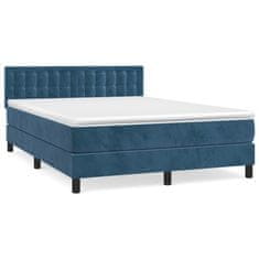 Greatstore Box spring postel s matrací tmavě modrá 140x190 cm samet