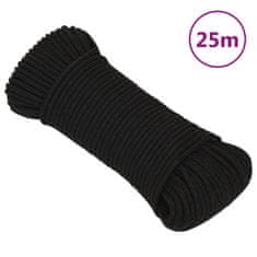Vidaxl Pracovní lano černé 3 mm 25 m polyester