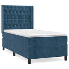 Greatstore Box spring postel s matrací tmavě modrá 80 x 200 cm samet