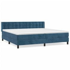 Greatstore Box spring postel s matrací tmavě modrá 200x200 cm samet