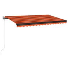 Greatstore Automatická zatahovací markýza 450 x 350 cm oranžovo-hnědá