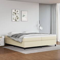 Greatstore Box spring postel krémová 200 x 200 cm umělá kůže