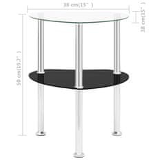 Vidaxl 322786 2-Tier Side Table Transparent & Black 38x38x50cm Tempered Glass