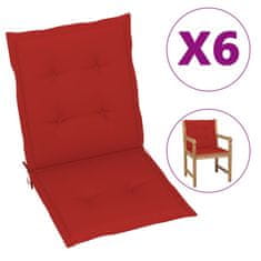 Greatstore Podušky na zahradní židle 6 ks červené 100 x 50 x 4 cm