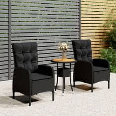 Greatstore 3dílný zahradní bistro set polyratan černý