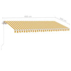 Vidaxl Ručně zatahovací markýza s LED světlem 400 x 300 cm žlutobílá