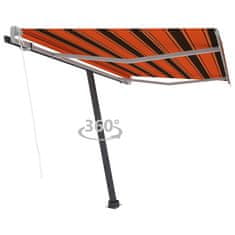 Greatstore Volně stojící automatická markýza 300 x 250 cm oranžovo-hnědá