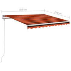 Vidaxl Automatická markýza LED a senzor větru 300x250 cm oranžovohnědá