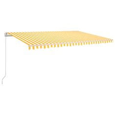 Greatstore Ručně zatahovací markýza s LED světlem 500 x 350 cm žlutobílá