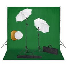 Vidaxl Foto studio set se světly, deštníky, pozadím a odraznou deskou