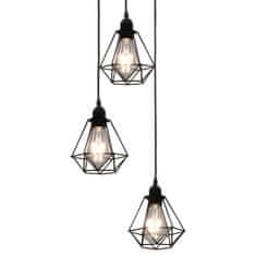 Vidaxl Stropní lampa s diamantovým designem černá 3 x žárovka E27