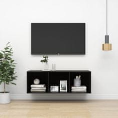 Vidaxl Nástěnná TV skříňka černá vysoký lesk 37x37x107 cm dřevotříska